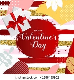 Happy Valentines Day typography poster, romantic greeting card vector illustration design. Concept for background, website and mobile website banner, social media banner