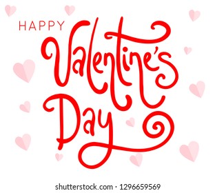 Happy Valentines Day typography poster with handwritten calligraphy text, isolated on white background. Vector Illustration

