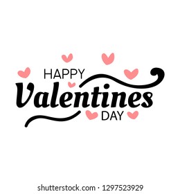 Happy Valentines Day typography poster with calligraphy text, isolated on white background. Vector Illustration EPS 10