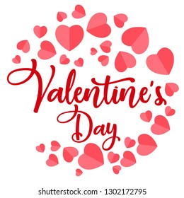 Happy Valentines Day typography poster with handwritten calligraphy text, isolated on white background. Vector Illustration - Vector