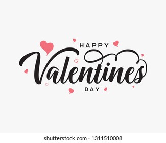 Happy Valentines Day typography poster with handwritten calligraphy text, isolated on white background. Vector Illustration