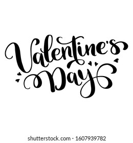 Happy Valentines Day typography poster with hand drawn calligraphy lettering