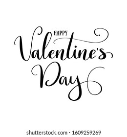 Happy Valentines Day typography poster with hand drawn calligraphy lettering