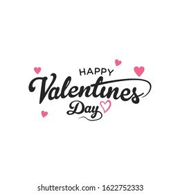 Happy Valentines Day typography poster with handwritten calligraphy text, isolated on white background. Hand drawn romantic 