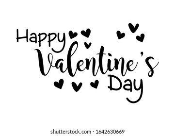 Happy Valentines Day typography poster with handwritten calligraphy text, isolated on white background. Vector Illustration