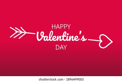 Happy valentines day typography poster with handwriting calligraphy text in the middle of love arrow on isolated gradient background. Vector illustration. invitation, banner template.