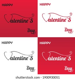 Happy Valentines Day typography poster, hand lettering text on black and Red with Gradient background. Vector illustration, Romantic postcard, card, banner template.
