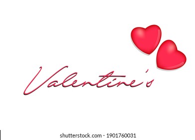 Happy Valentines Day typography poster with handwritten calligraphy text, isolated on white background. Vector Illustration