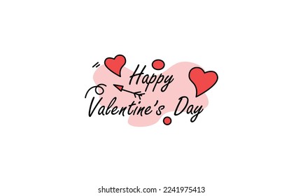 Happy Valentines Day typography poster with handwritten calligraphy text, isolated on white background. Vector Illustration