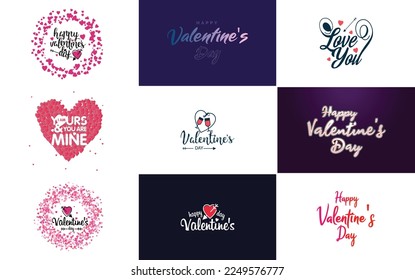 Happy Valentine's Day typography poster with handwritten calligraphy text. isolated on white background vector illustration