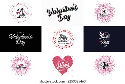 Happy Valentine's Day typography poster with handwritten calligraphy text. isolated on white background
