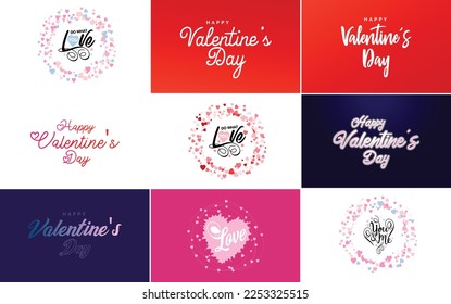 Happy Valentine's Day typography poster with handwritten calligraphy text. isolated on white background vector illustration