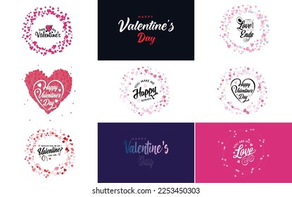 Happy Valentine's Day typography poster with handwritten calligraphy text. isolated on white background vector illustration