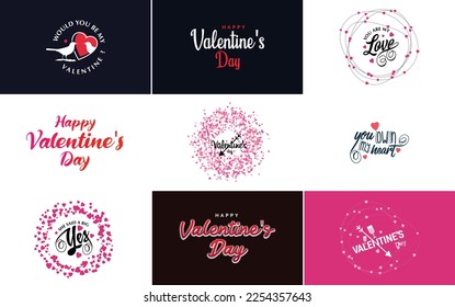 Happy Valentine's Day typography poster with handwritten calligraphy text. isolated on white background vector illustration
