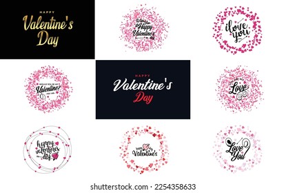 Happy Valentine's Day typography poster with handwritten calligraphy text. isolated on white background vector illustration
