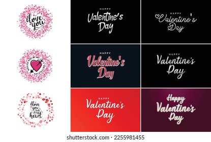 Happy Valentine's Day typography poster with handwritten calligraphy text. isolated on white background vector illustration
