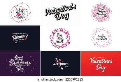 Happy Valentine's Day typography poster with handwritten calligraphy text. isolated on white background vector illustration