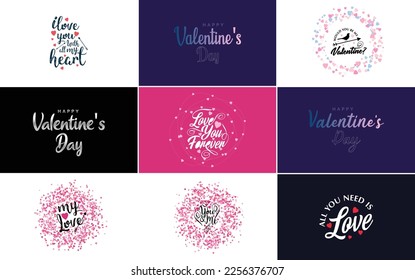 Happy Valentine's Day typography poster with handwritten calligraphy text. isolated on white background vector illustration