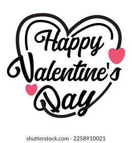 Happy Valentines Day typography poster with handwritten calligraphic text, isolated on white background. Vector illustration 