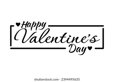 Happy Valentines Day typography poster with handwritten calligraphy text, isolated on white background. Vector Illustration