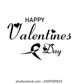 Happy Valentines Day typography poster with handwritten calligraphy text, isolated on white background. Vector Illustration - Vector