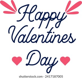 Happy Valentines Day typography poster with handwritten calligraphy text, isolated on white background. Vector Illustration - Vector