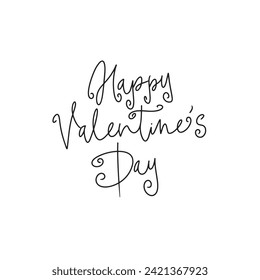 Happy Valentines Day typography poster with handwritten calligraphy text, isolated on white background. Vector Illustration