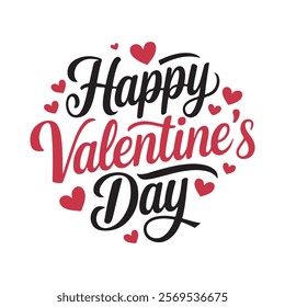 Happy Valentines Day typography poster with handwritten calligraphy text, isolated on white background. Happy Valentines day typography T-shirt design. silhouette Vector Illustration