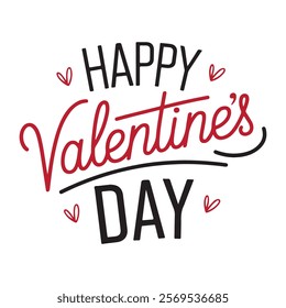 Happy Valentines Day typography poster with handwritten calligraphy text, isolated on white background. Happy Valentines day typography T-shirt design. silhouette Vector Illustration