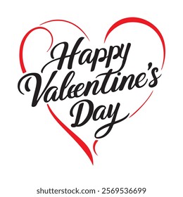 Happy Valentines Day typography poster with handwritten calligraphy text, isolated on white background. Happy Valentines day typography T-shirt design. silhouette Vector Illustration