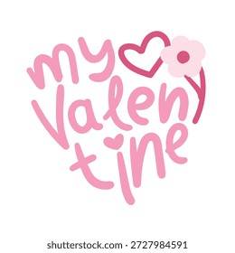Happy Valentines Day typography poster banner with handwritten calligraphy text, lettering and hearts couple vector illustration 