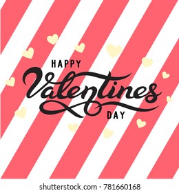 Happy Valentines Day typography poster with handwritten calligraphy text, on pink ribbons Vector Illustration