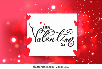 Happy Valentines Day typography poster with handwritten calligraphy text, isolated on white background on light background. Vector Illustration