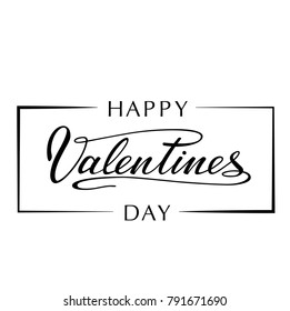 Happy Valentines Day typography poster with handwritten calligraphy text. Lettering. - stock vector.