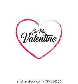 Happy Valentines Day typography poster with handwritten calligraphy text on heart brushes. Vector Illustration