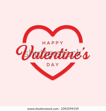 Happy Valentines Day typography poster design with a heart shape vector illustration. Simple valentines day celebration template design.