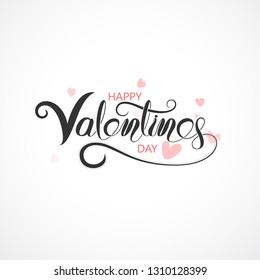 Happy Valentines Day Typography Poster.Handwritten Calligraphy Text.Valentines romantic greeting card logo.Love Retro vintage logo style.Vector illustration 