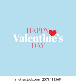 Happy Valentine's Day Typography with Red Blue Heart on Sky Background – Romantic Vector Design