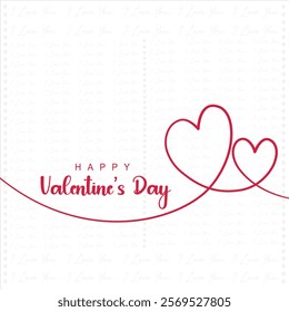 Happy Valentines day typography. Romantic greeting card with handwritten calligraphy text, isolated on white background.