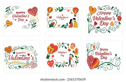 Happy valentines day typography set vector for web store social media 