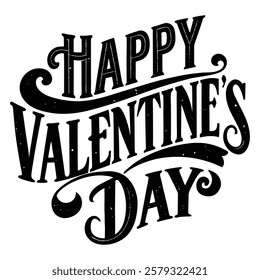 Happy valentine's day typography silhouette illustration on white background
