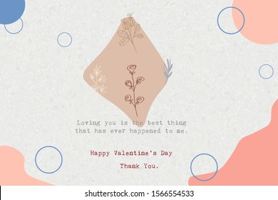 Happy Valentine's Day typography slogan illustration on paper background, hand drawn style design, card illustration vector (Greeting).