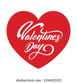 Happy Valentines Day typography text with heart in white background