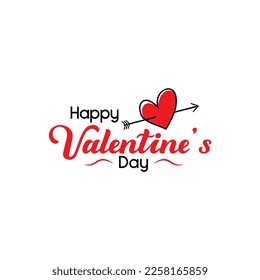 Happy Valentines Day Typography Text isolated on white background. Valentines Day decorated elements with heart symbol. Vector Illustration