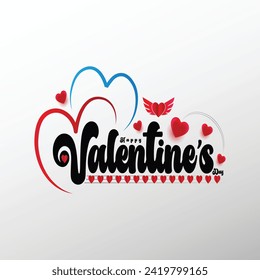 Happy Valentines Day. typography of happy valentines day text. Design Vector . invitation, posters, brochure, banners.
