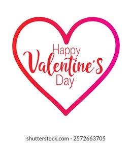 Happy Valentine's Day typography text with line art heart shape
