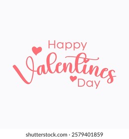 Happy Valentines day typography text lettering with heart shape, 14 February valentines calligraphic lettering