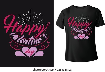Happy valentines day. Typography t-shirt design for valentines day with love ship.