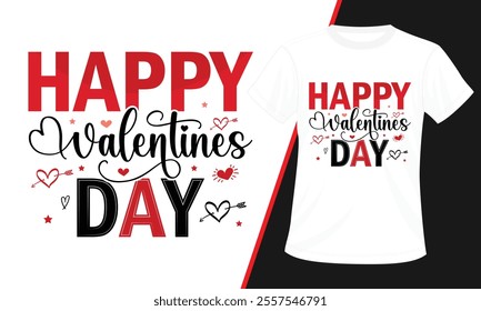 Happy Valentines Day Typography T-shirt Design, 14th February Typography tshirt design, Valentines Day T-shirt Design 2025, Love T-Shirt Design