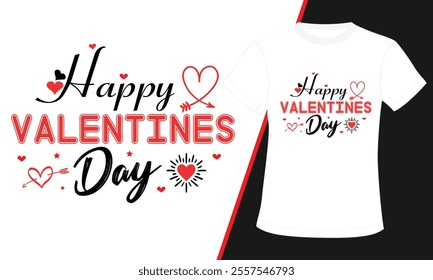 Happy Valentines Day Typography T-shirt Design, 14th February Typography tshirt design, Valentines Day T-shirt Design 2025, Love T-Shirt Design